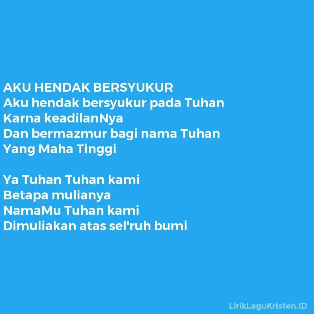 AKU HENDAK BERSYUKUR