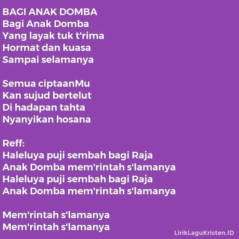 BAGI ANAK DOMBA