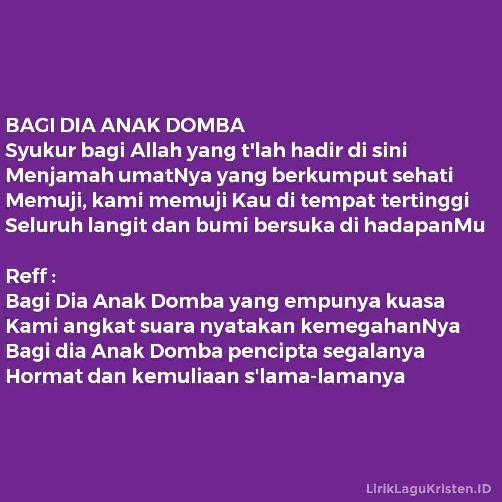 BAGI DIA ANAK DOMBA