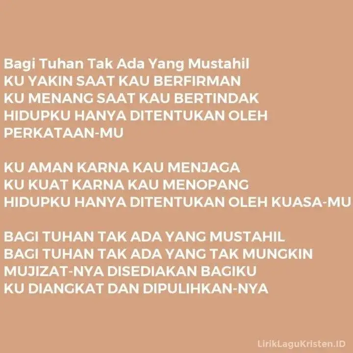 Bagi Tuhan Tak Ada Yang Mustahil