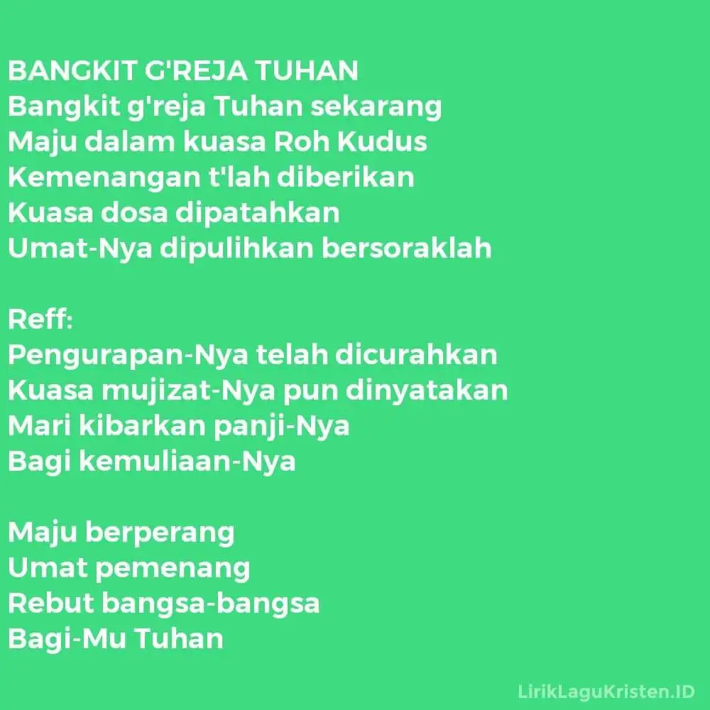 BANGKIT G’REJA TUHAN