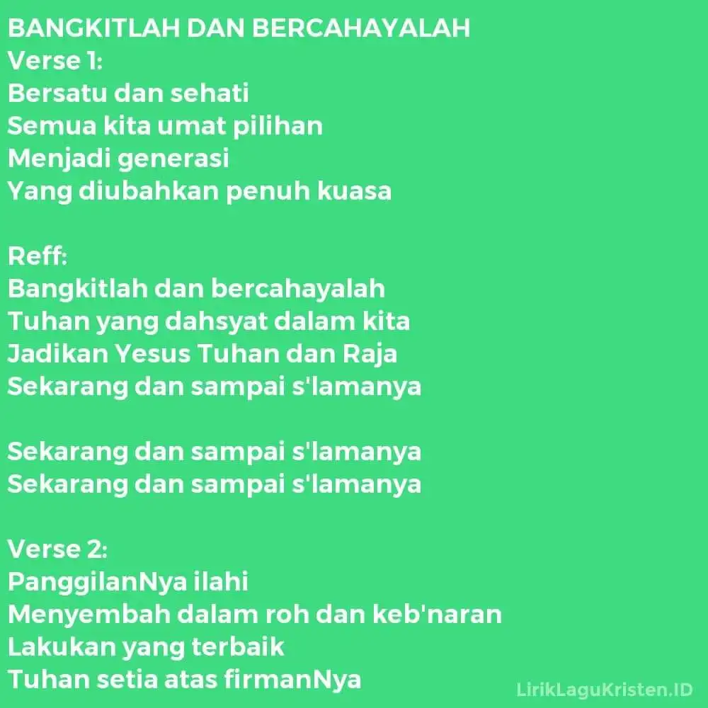 BANGKITLAH DAN BERCAHAYALAH