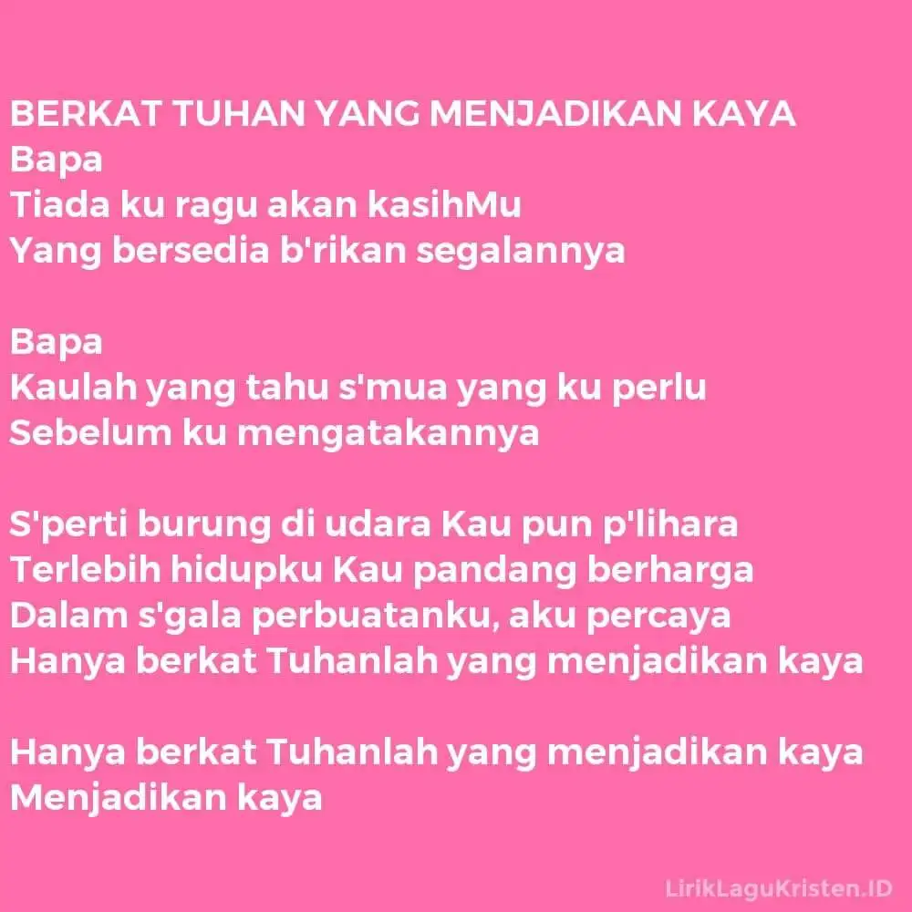 BERKAT TUHAN YANG MENJADIKAN KAYA