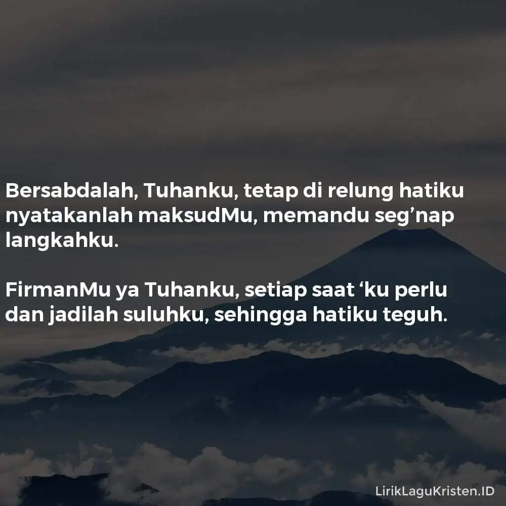 Bersabdalah, Tuhanku