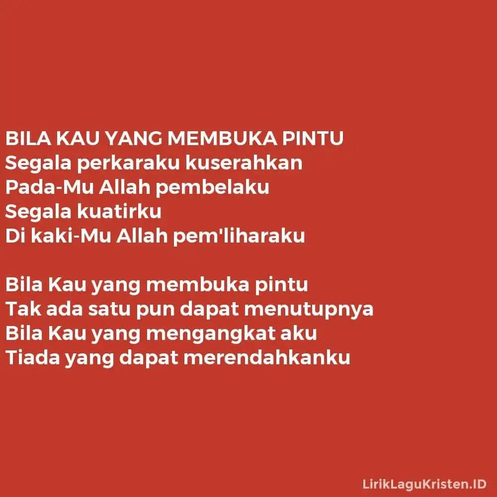 BILA KAU YANG MEMBUKA PINTU