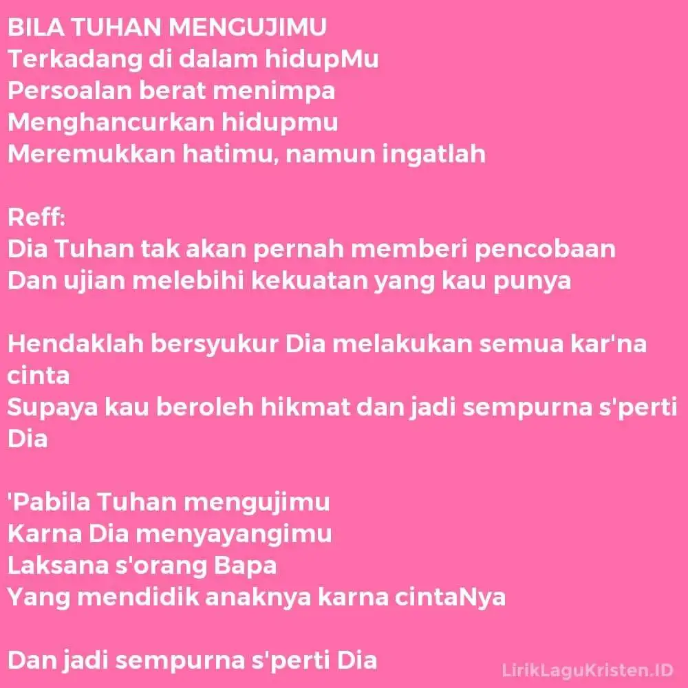 BILA TUHAN MENGUJIMU