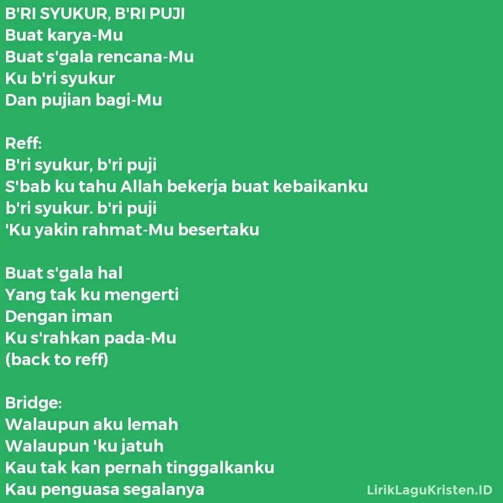 B’RI SYUKUR, B’RI PUJI