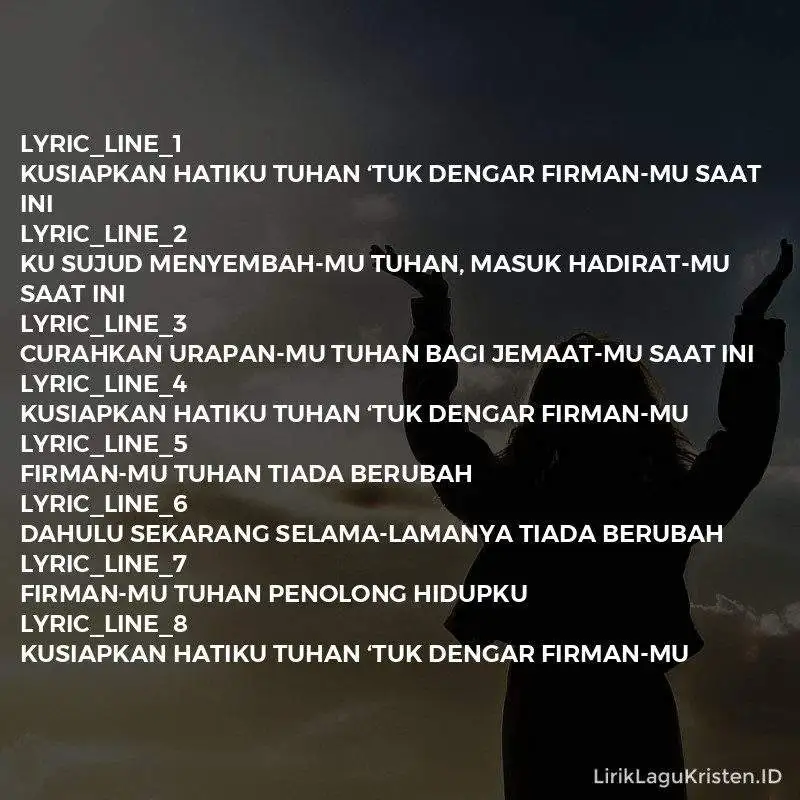 Kusiapkan Hatiku Tuhan