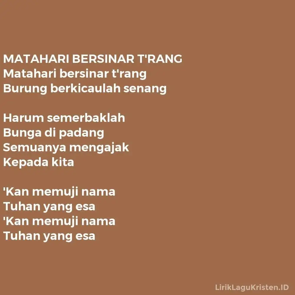 MATAHARI BERSINAR T’RANG