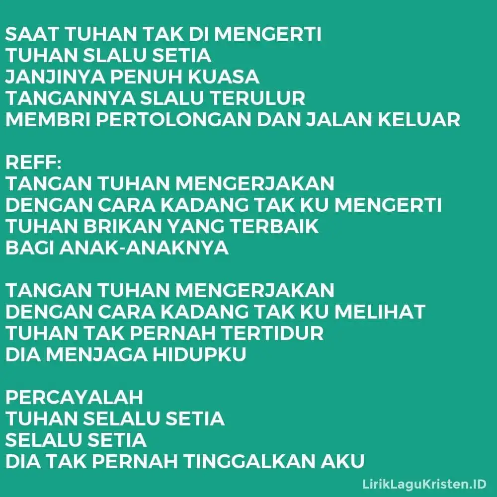 SAAT TUHAN TAK DI MENGERTI