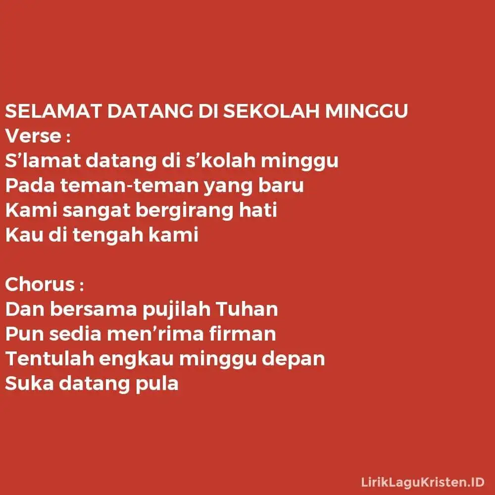 SELAMAT DATANG DI SEKOLAH MINGGU