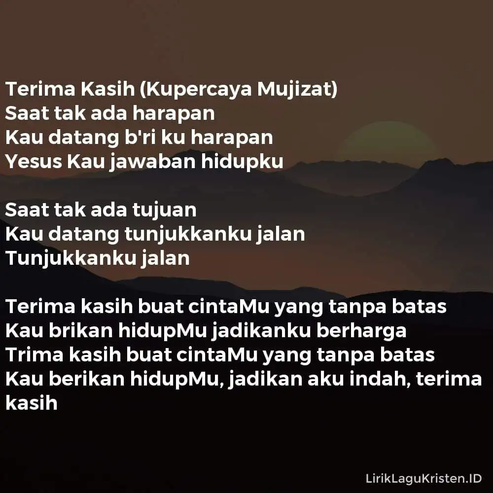 Terima Kasih (Kupercaya Mujizat)