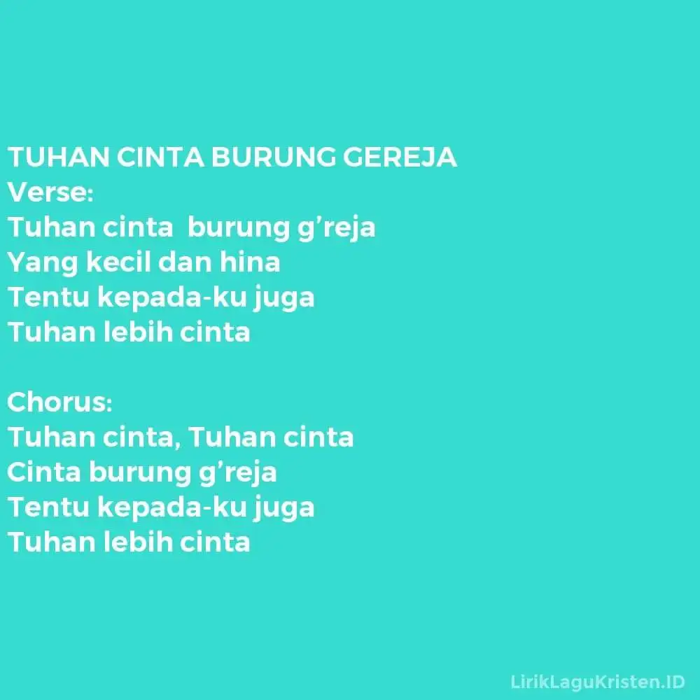 TUHAN CINTA BURUNG GEREJA